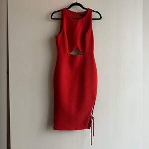 BCBGMAXAZRIA Cut Out Dress, Curry Red, Size 4